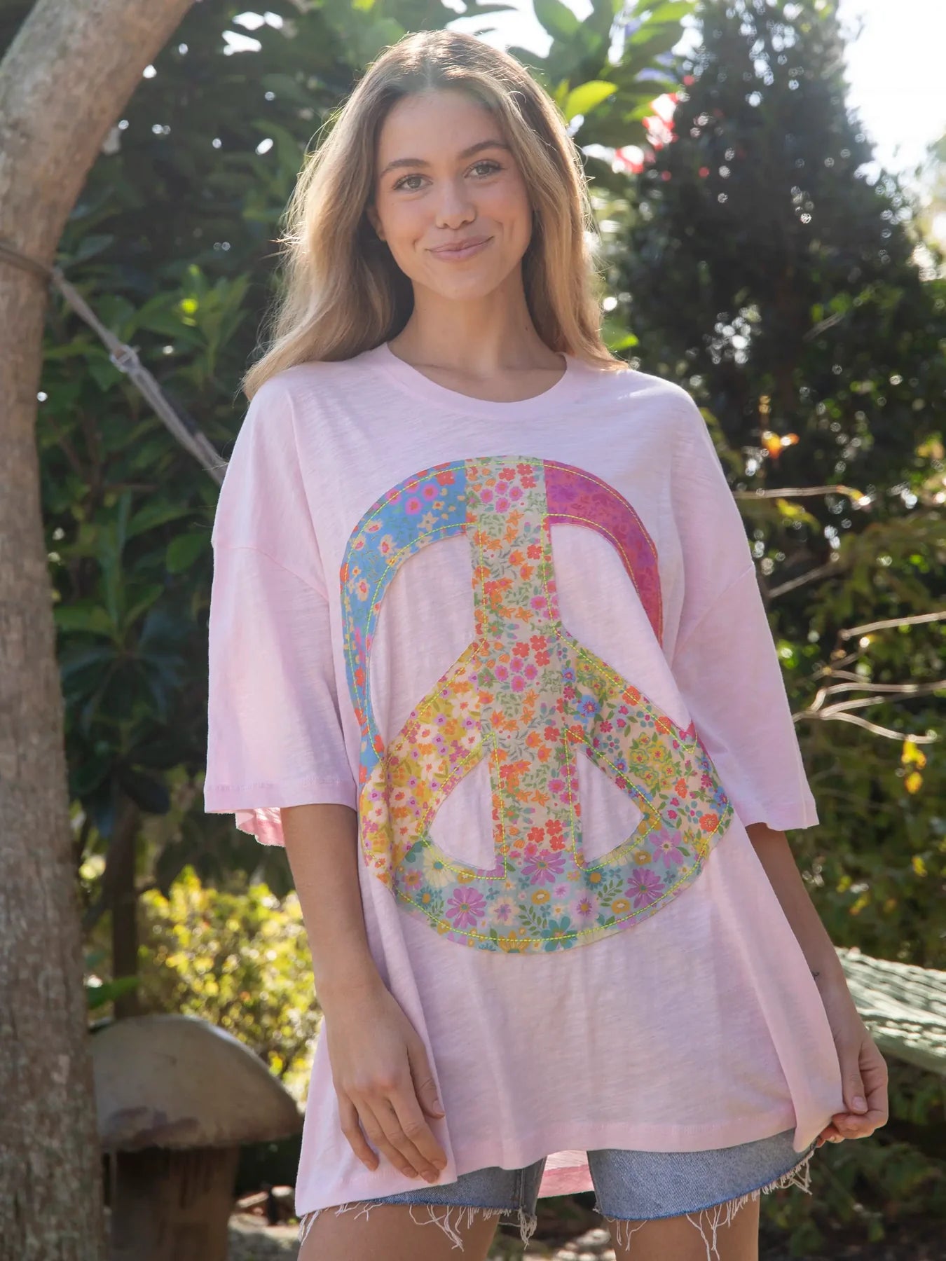 Oversized Pink Peace OS - Urban Mills Boutique