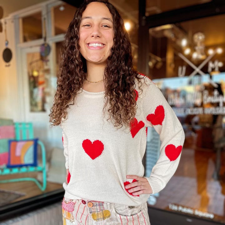 Mini Heart Sweater - Urban Mills Boutique 