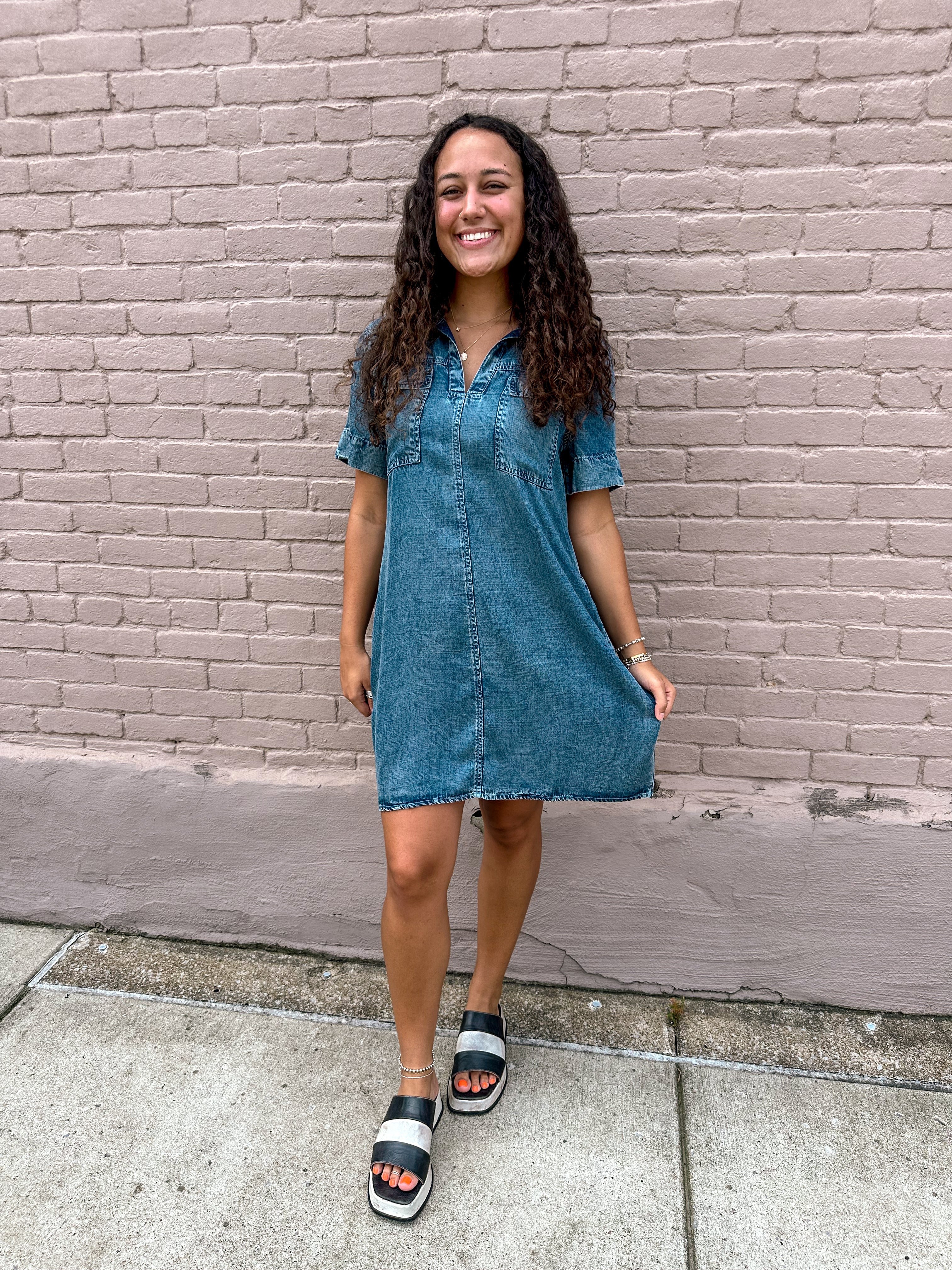 Denim Shift Dress - Urban Mills Boutique