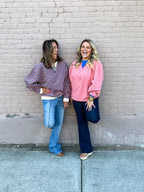 Blue/Rust Striped Sweatshirt - Urban Mills Boutique