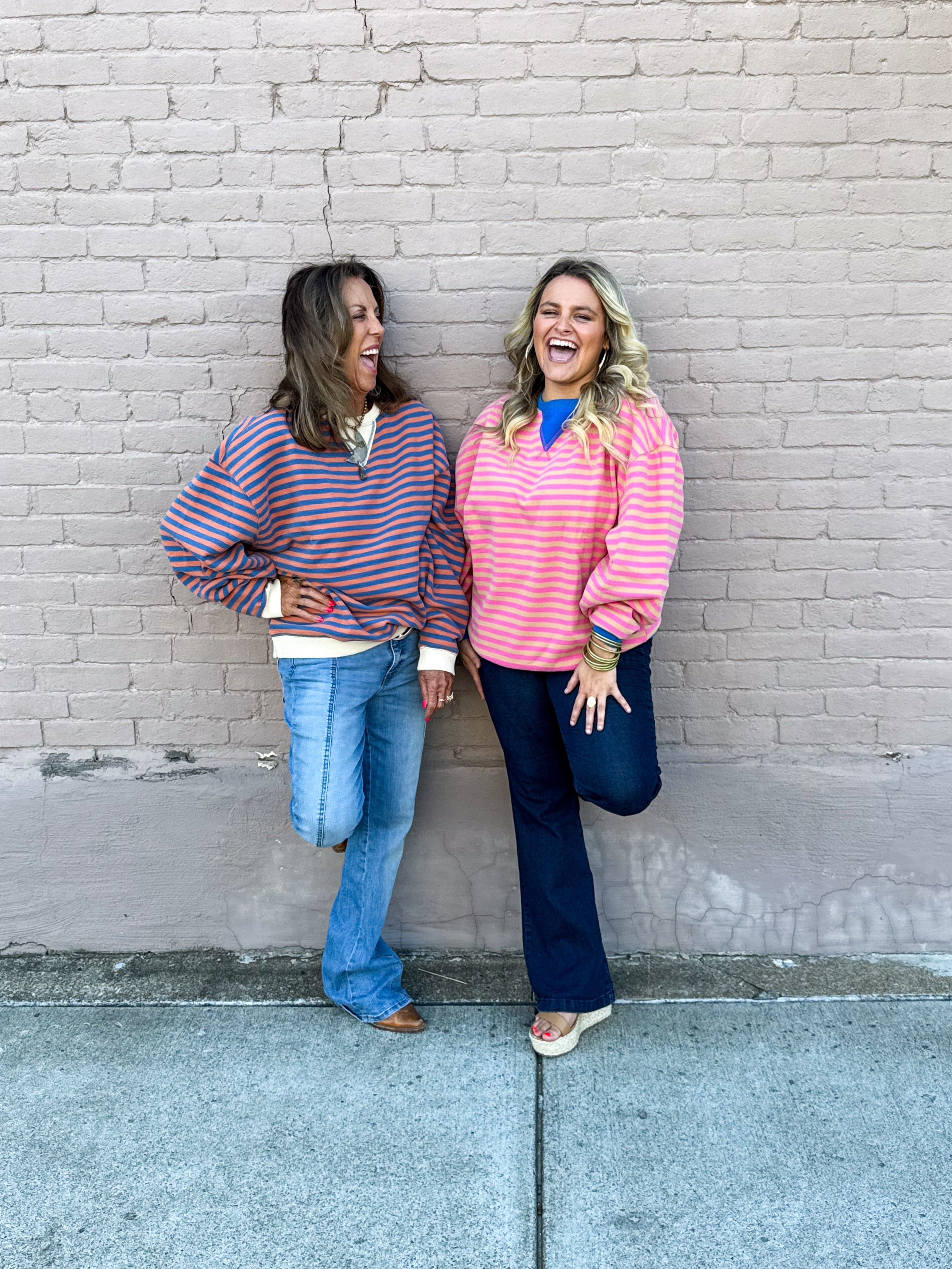 Blue/Rust Striped Sweatshirt - Urban Mills Boutique