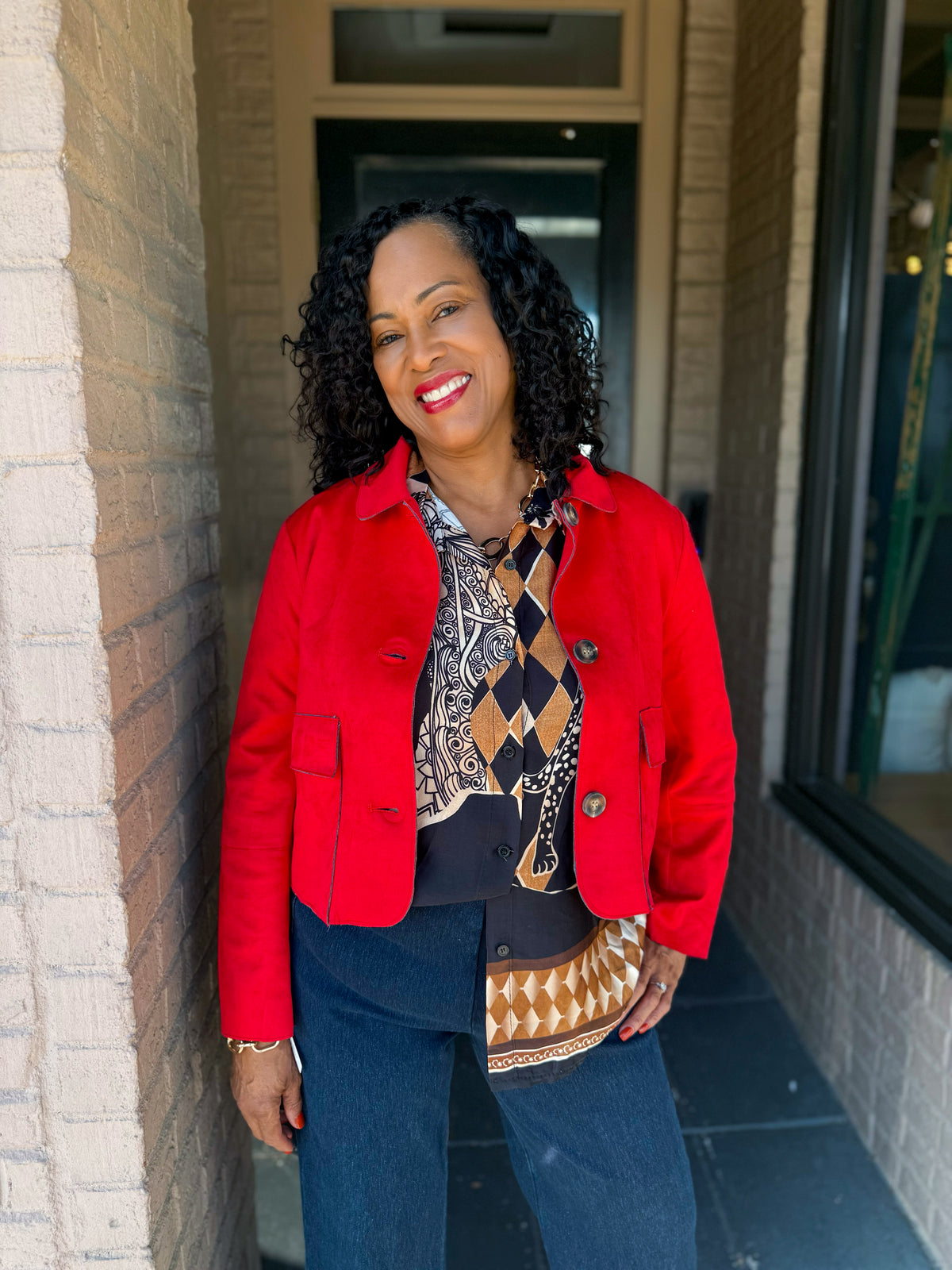 Faux Suede Jacket RED - Urban Mills Boutique