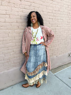 PLAID/PATCH Denim Skirt - Urban Mills Boutique