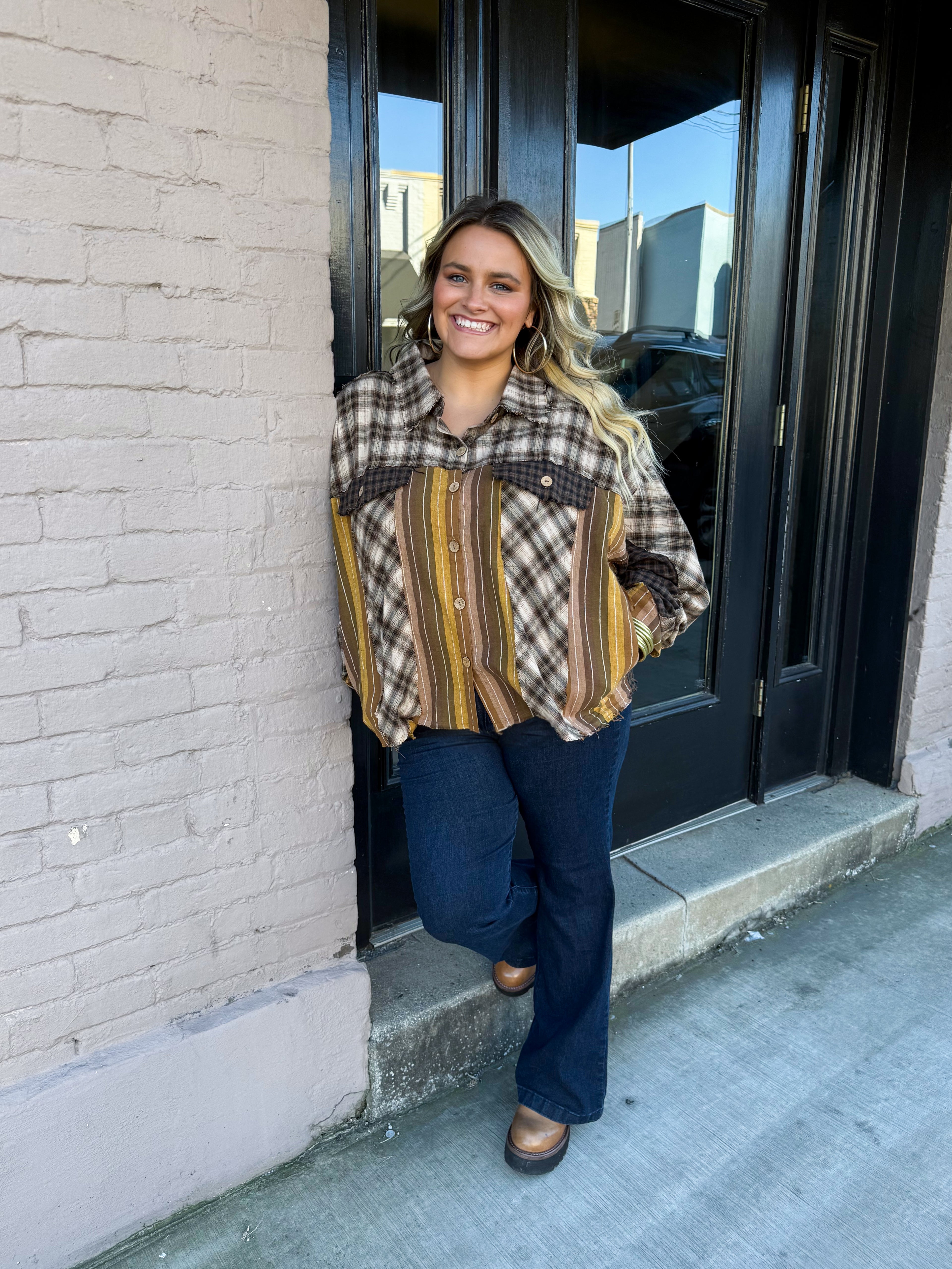 Stripe/Plaid Flannel - Urban Mills Boutique