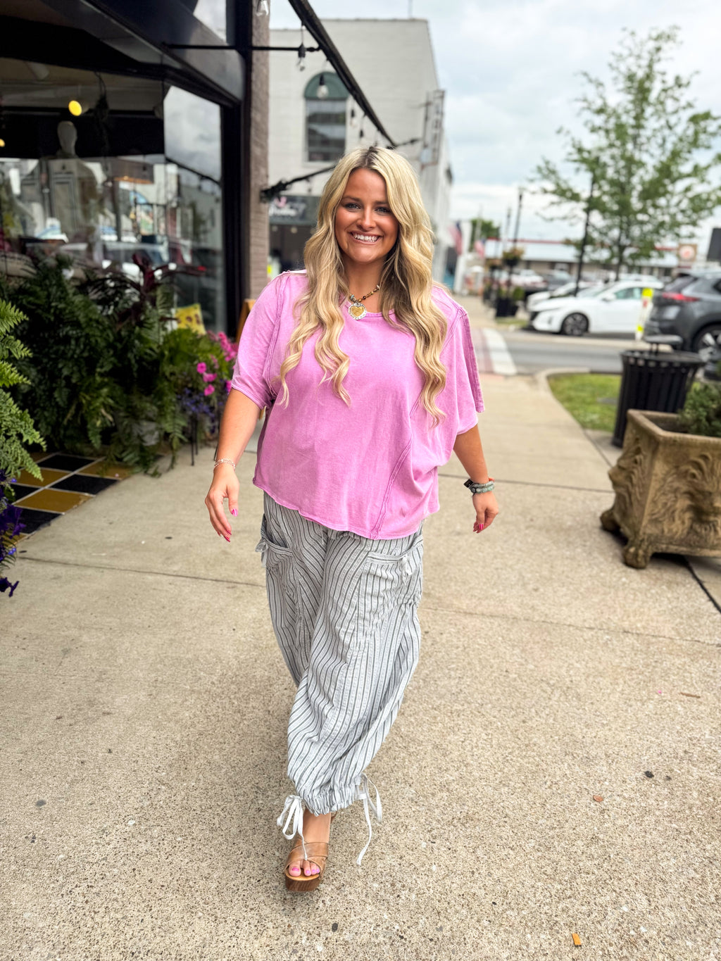 Pink Cropped Shirt - Urban Mills Boutique