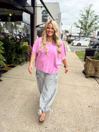 Pink Cropped Shirt - Urban Mills Boutique