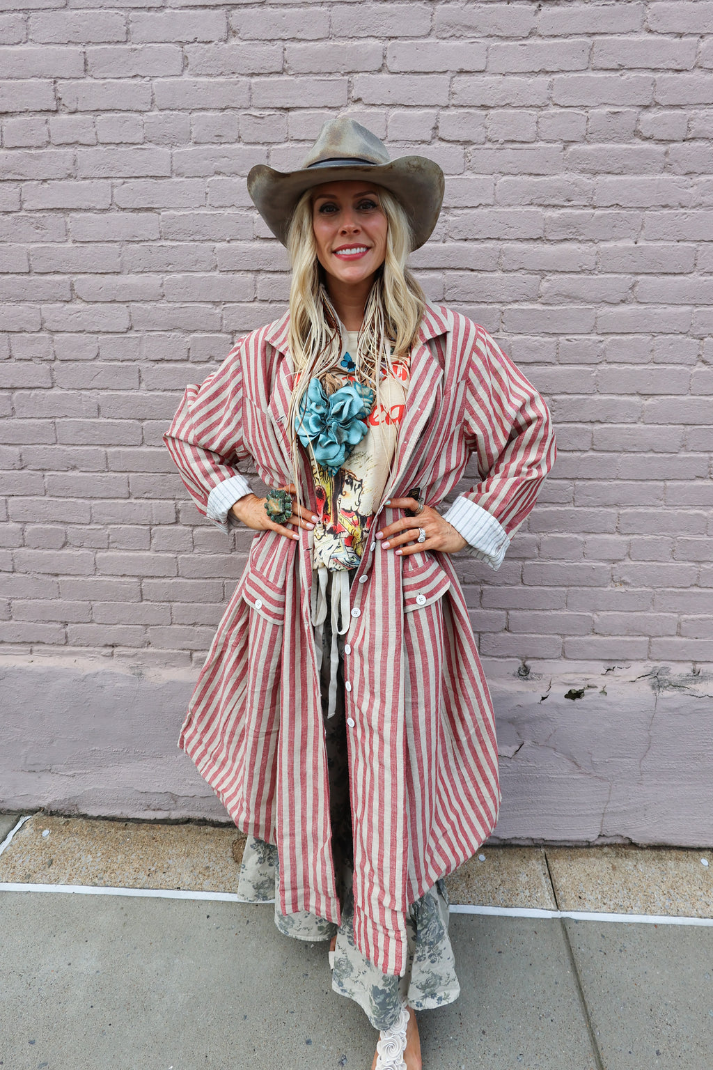 Red Striped Over Coat