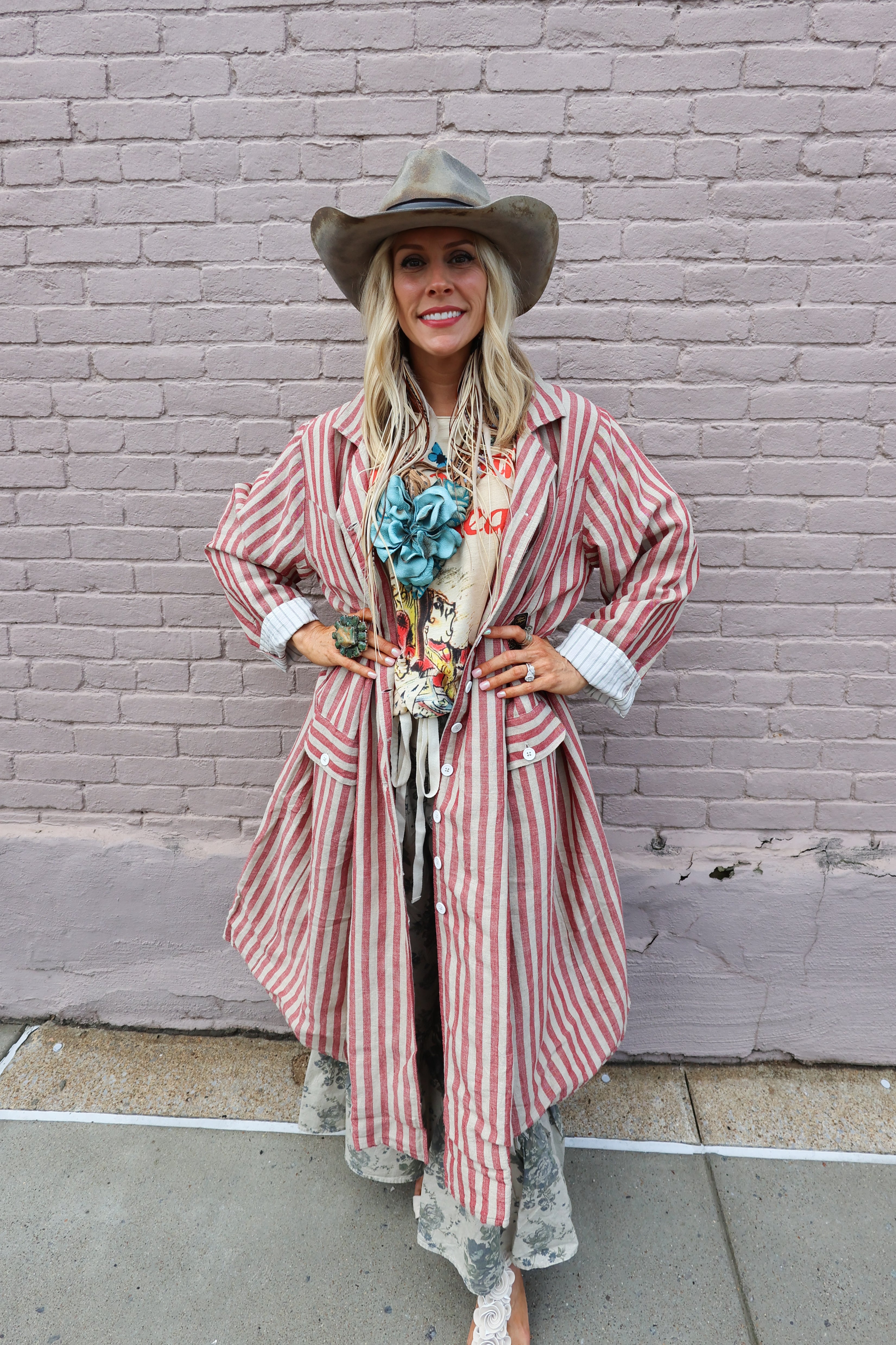 Red Striped Over Coat