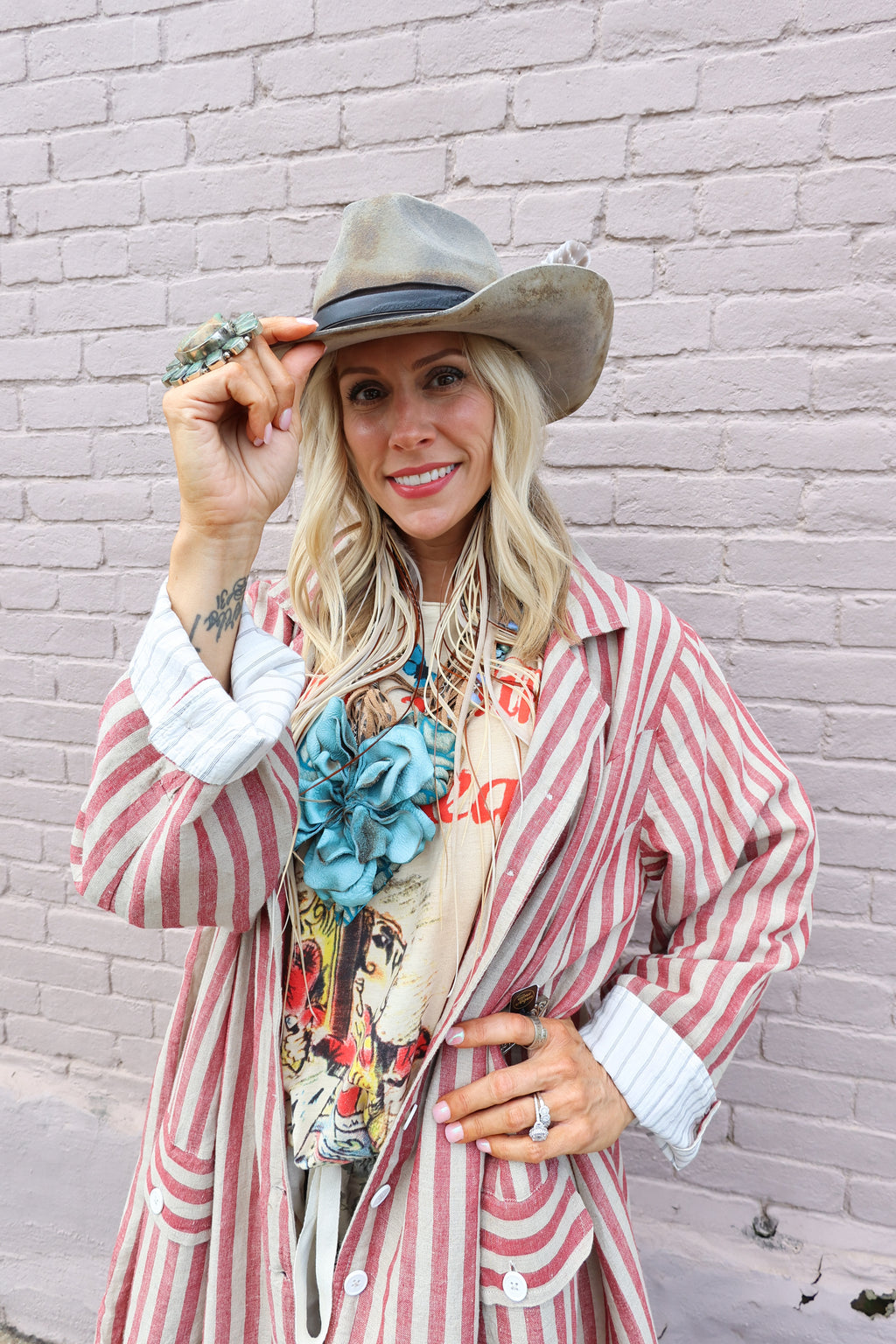 Red Striped Over Coat