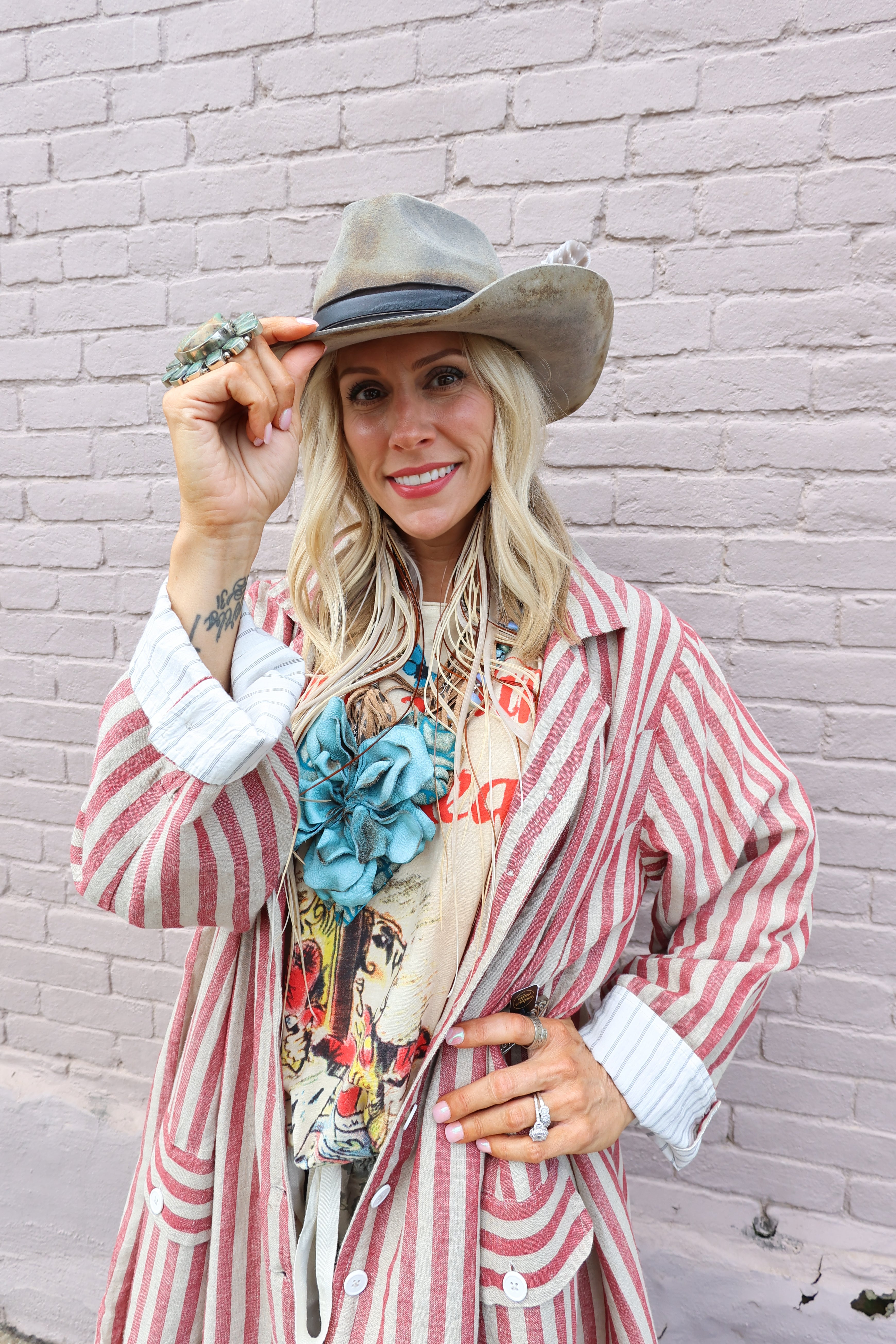 Red Striped Over Coat