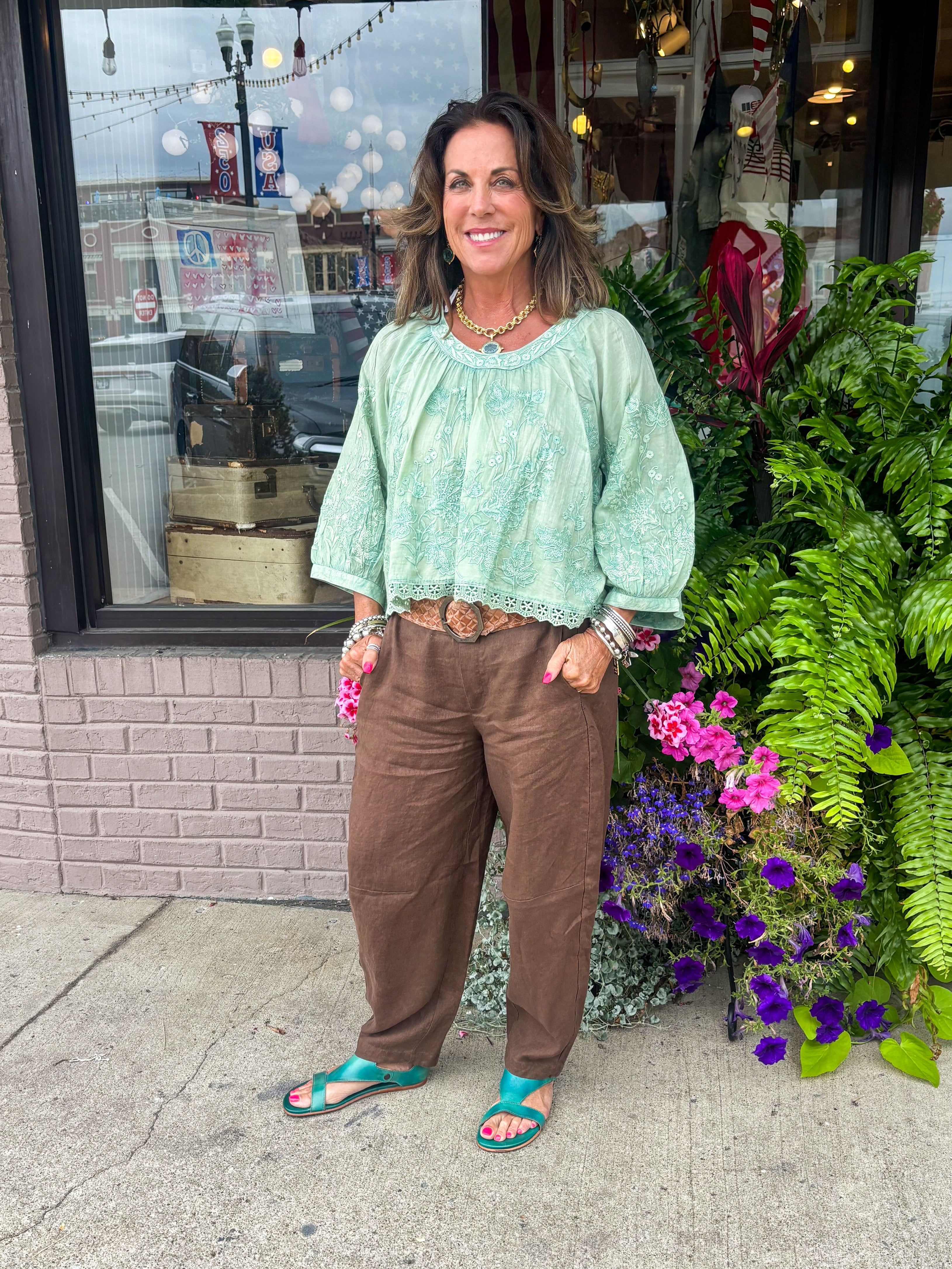 SAGE Eyelit Top