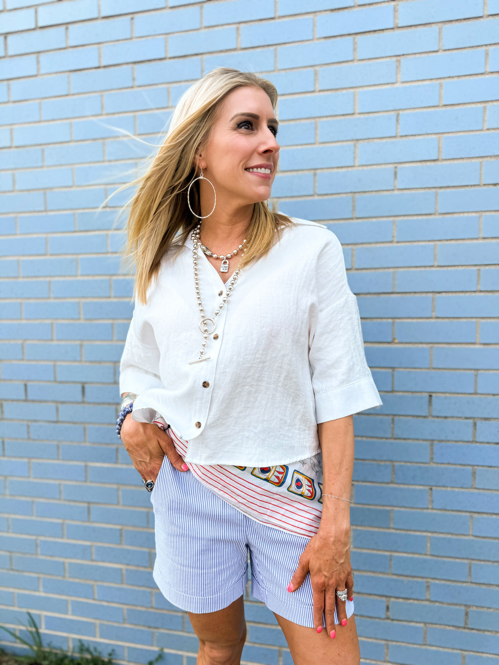 White Boxy Button Down - Urban Mills Boutique