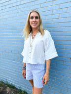 White Boxy Button Down - Urban Mills Boutique