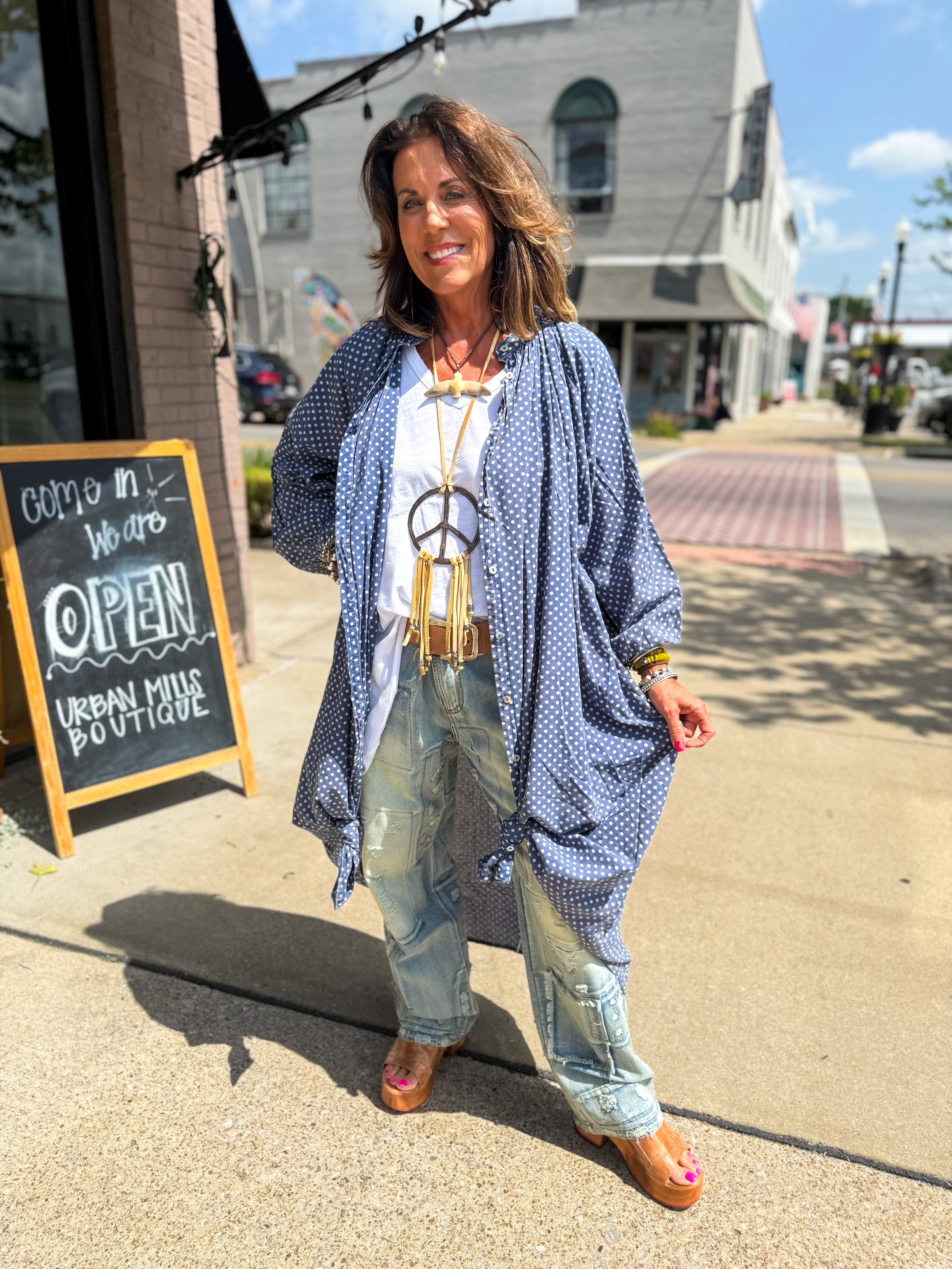 NAVY DOT Dress - Urban Mills Boutique