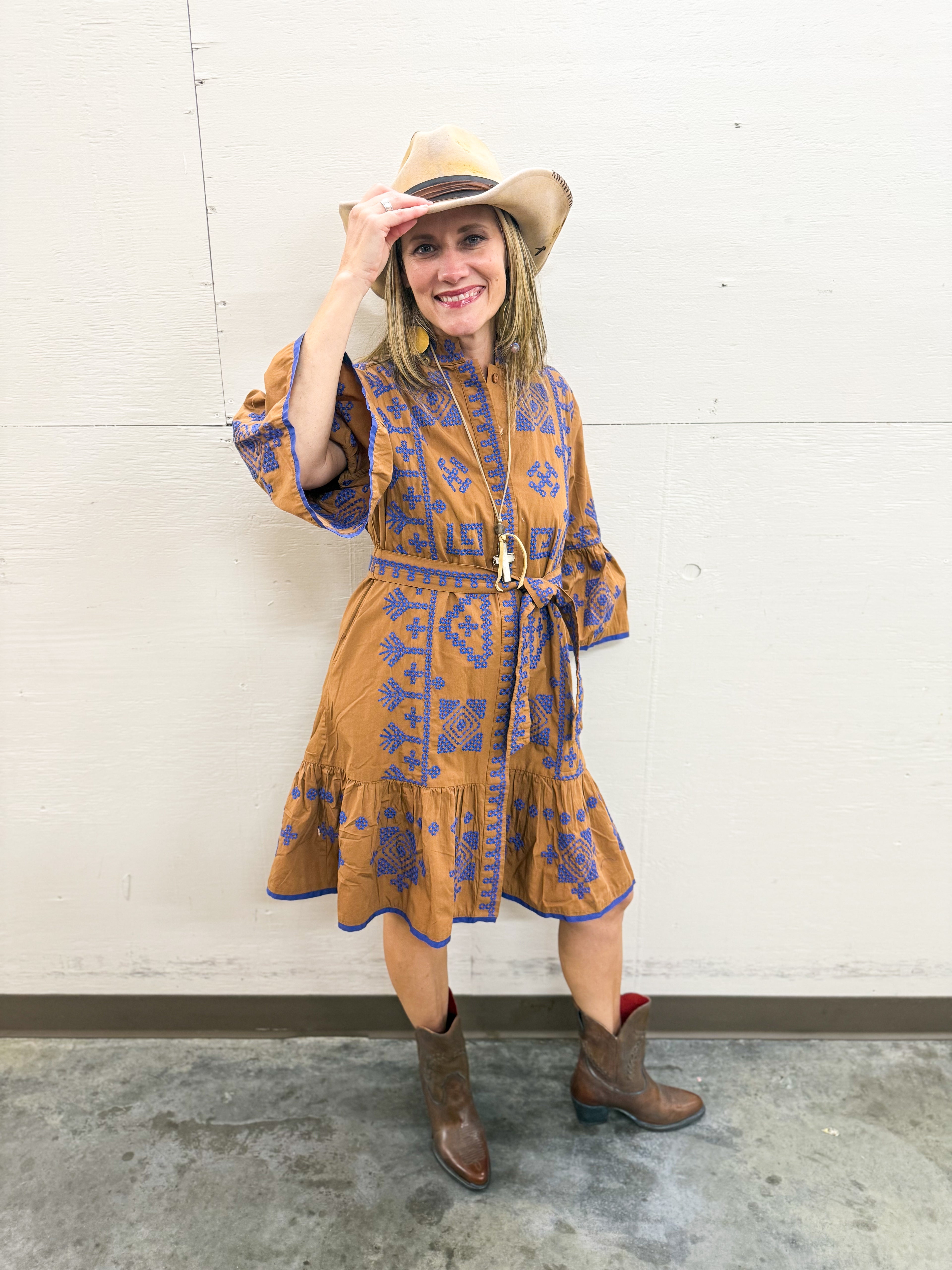 Cross Stitched Dress - Urban Mills Boutique