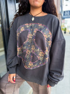 Applique Crewneck Brown Peace - Urban Mills Boutique