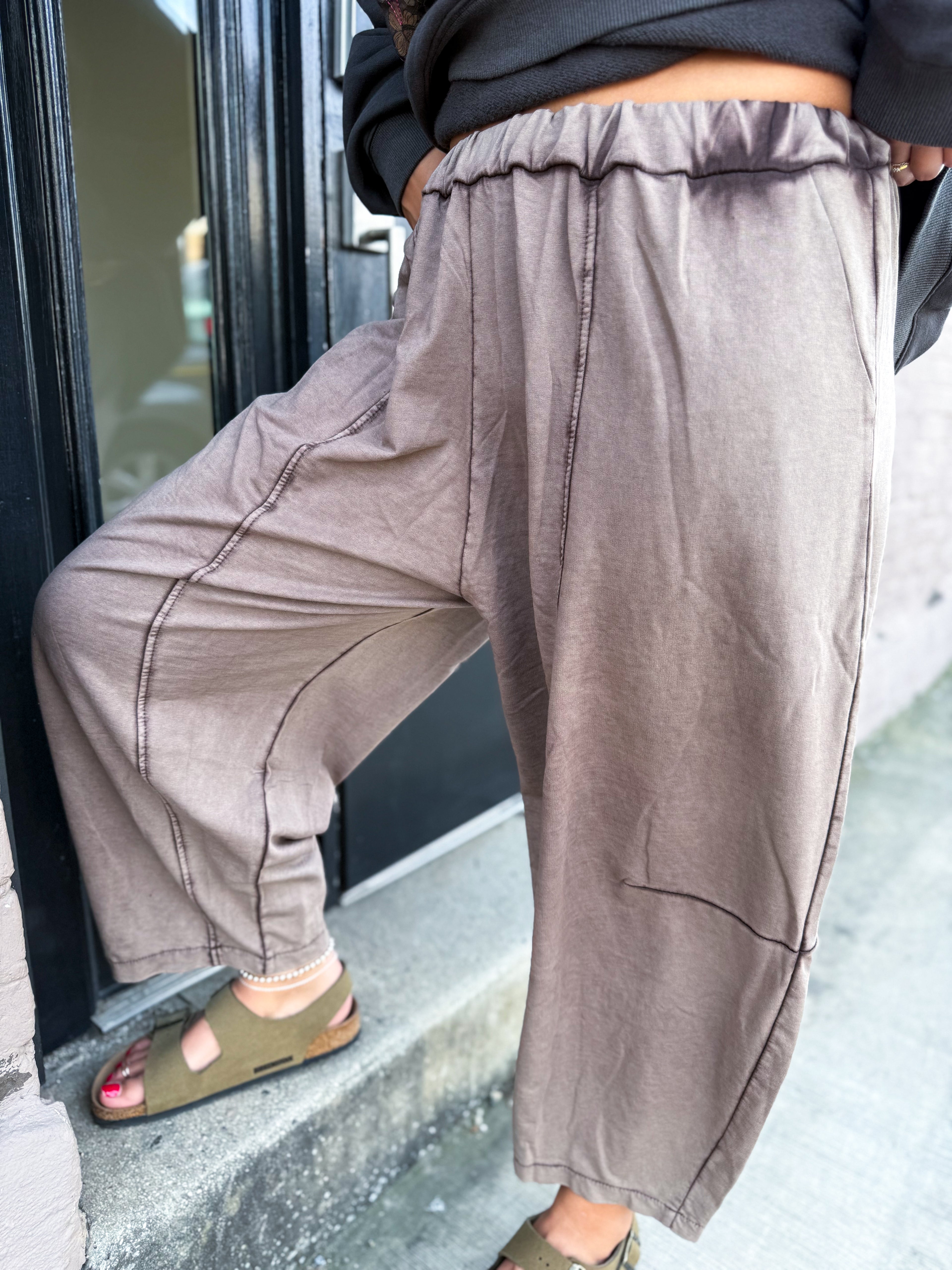 Yolanda Jersey Balloon Shape Joggers Brown OS - Urban Mills Boutique