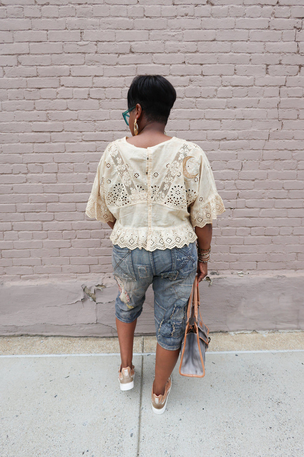 Oatmeal Eyelet Top