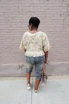 Oatmeal Eyelet Top