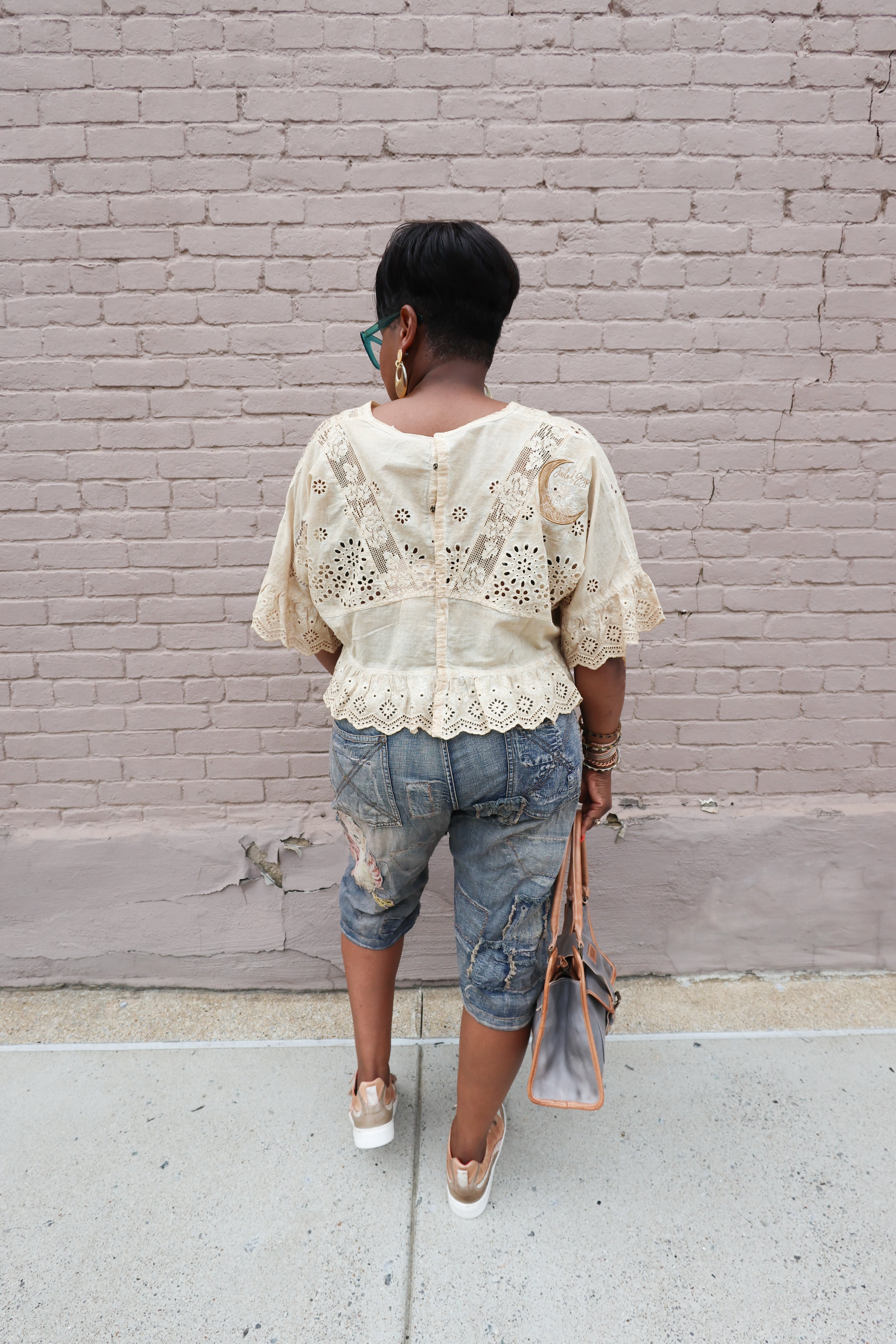 Oatmeal Eyelet Top