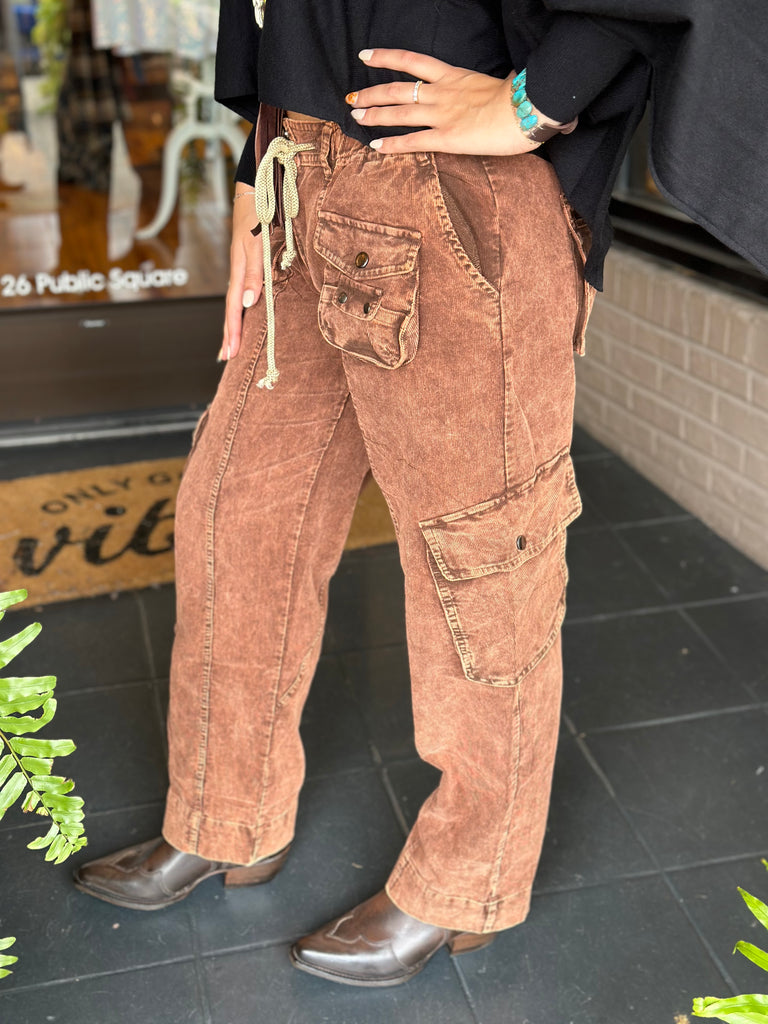 Coffee Cord Cargo Pant - Urban Mills Boutique 