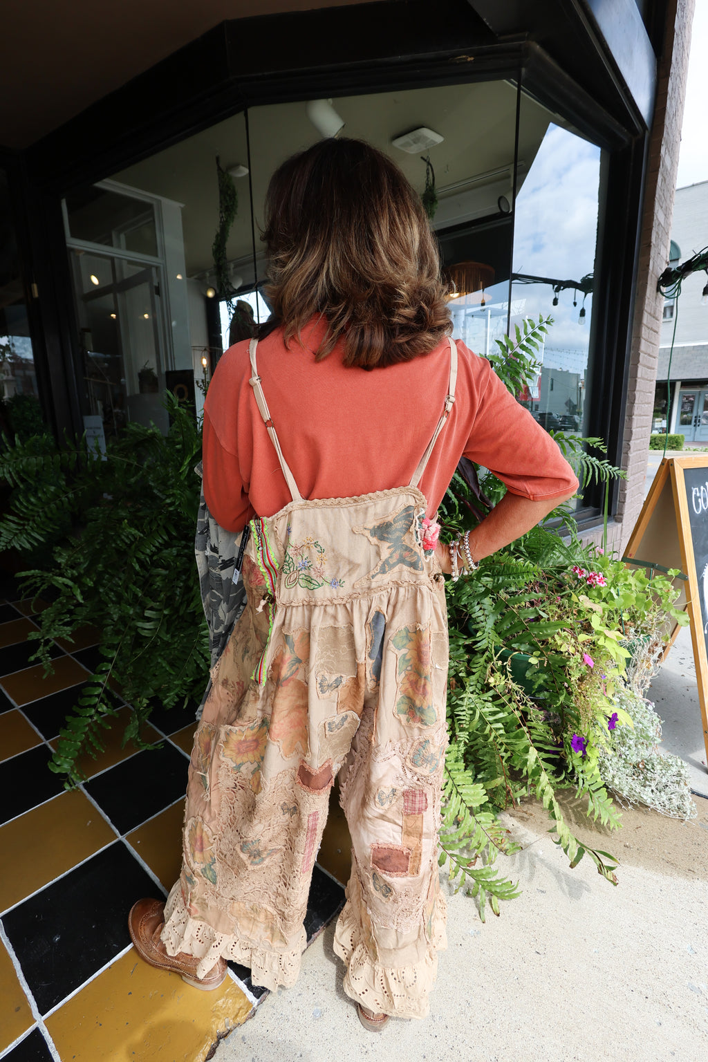 Butterfly Floral Overalls - Urban Mills Boutique