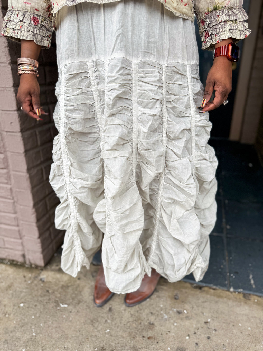 Rusching Skirt Grey - Urban Mills Boutique