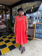 Tangerine Lotus Dress - Urban Mills Boutique