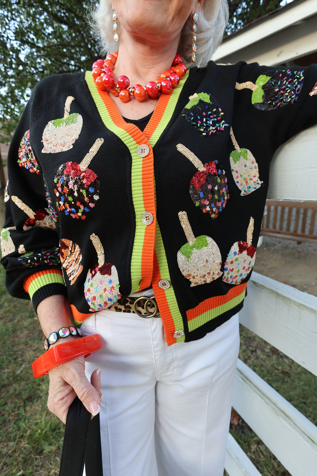 Halloween CANDY APPLE Cardi - Urban Mills Boutique