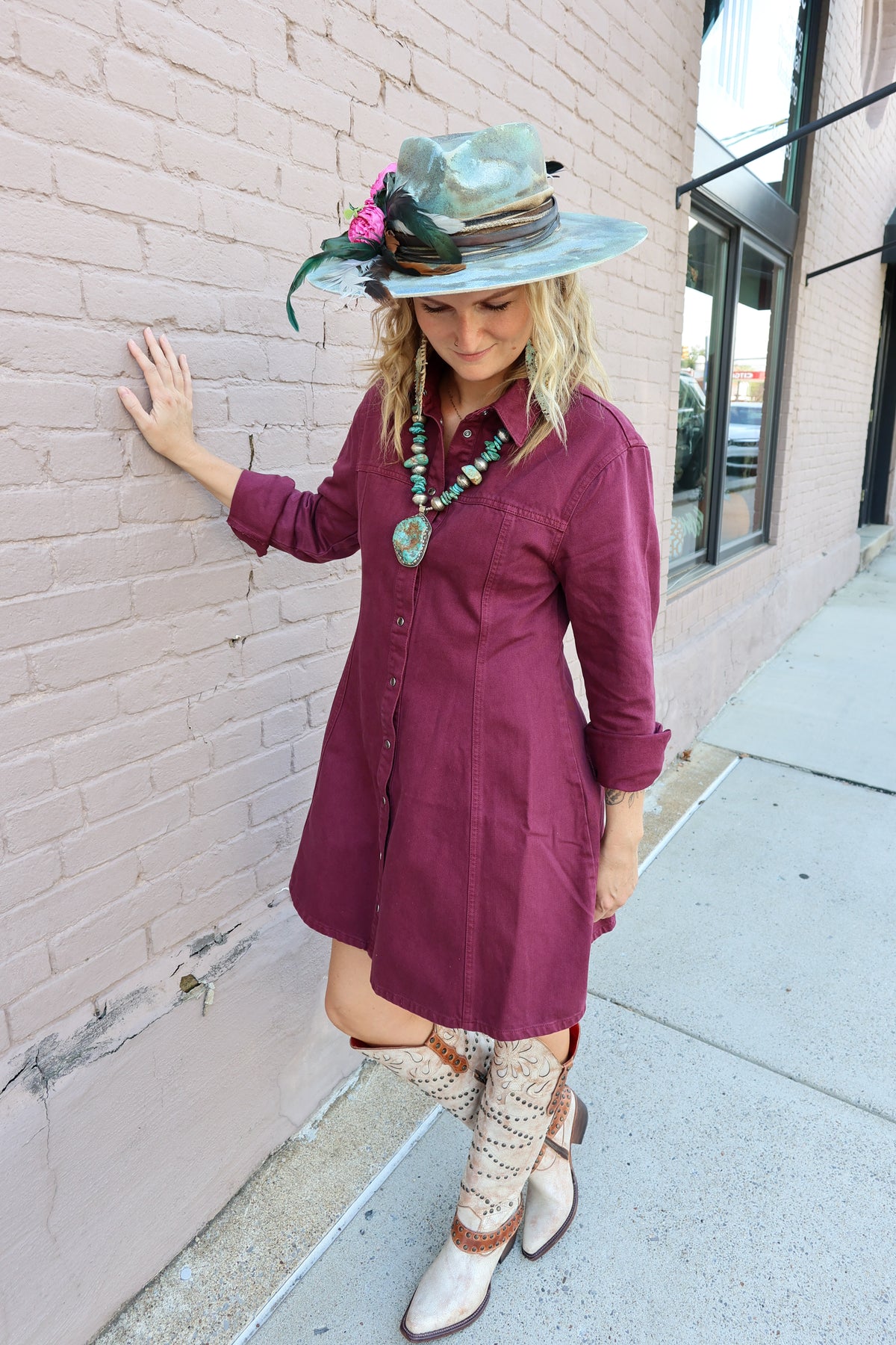 WINE Jeans Dress - Urban Mills Boutique