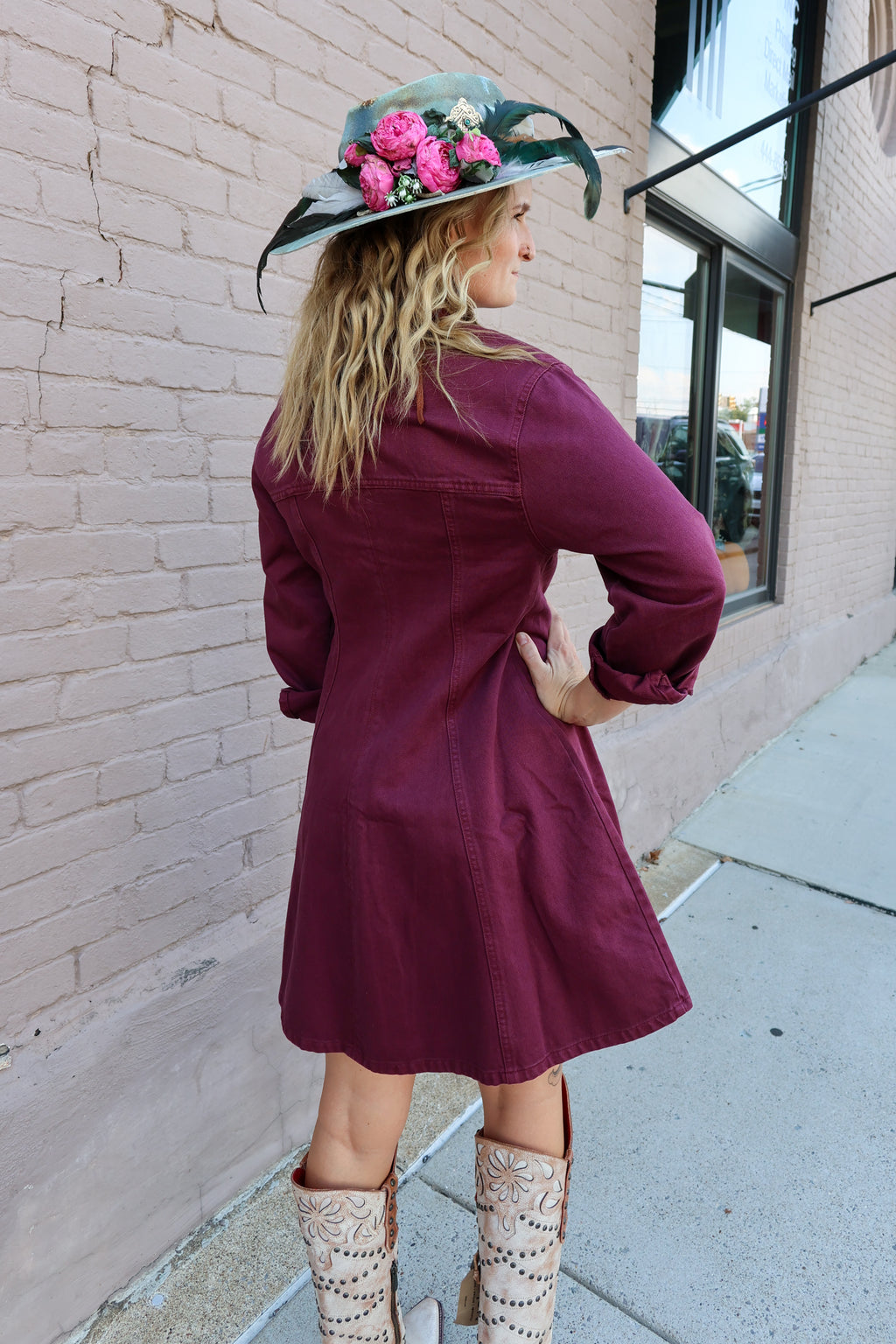 WINE Jeans Dress - Urban Mills Boutique