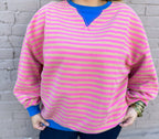 Tan/Pink Striped Sweatshirt - Urban Mills Boutique