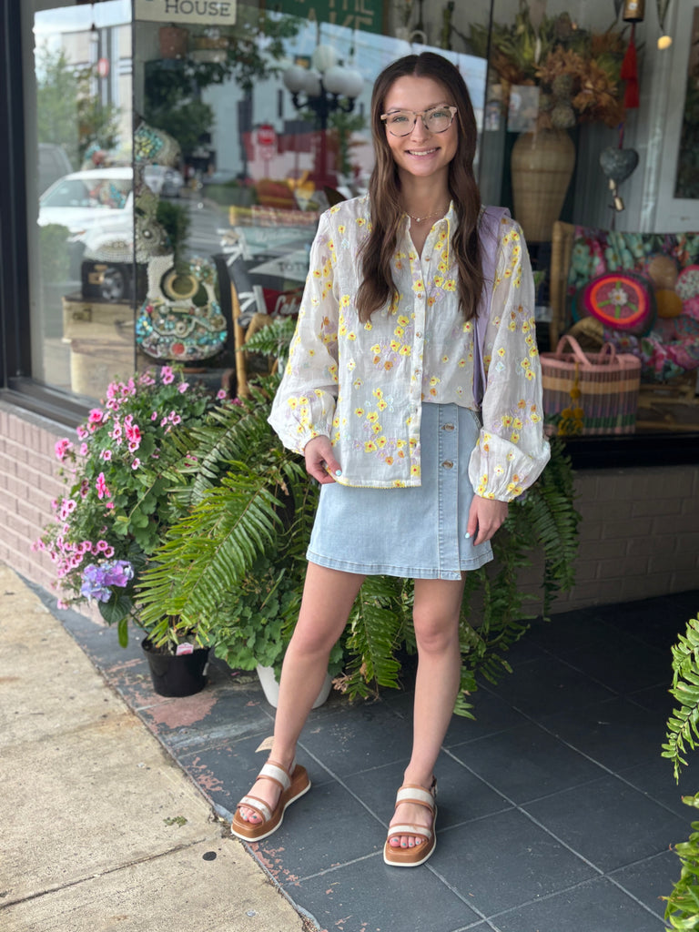 Emb Floral Shirt - Urban Mills Boutique