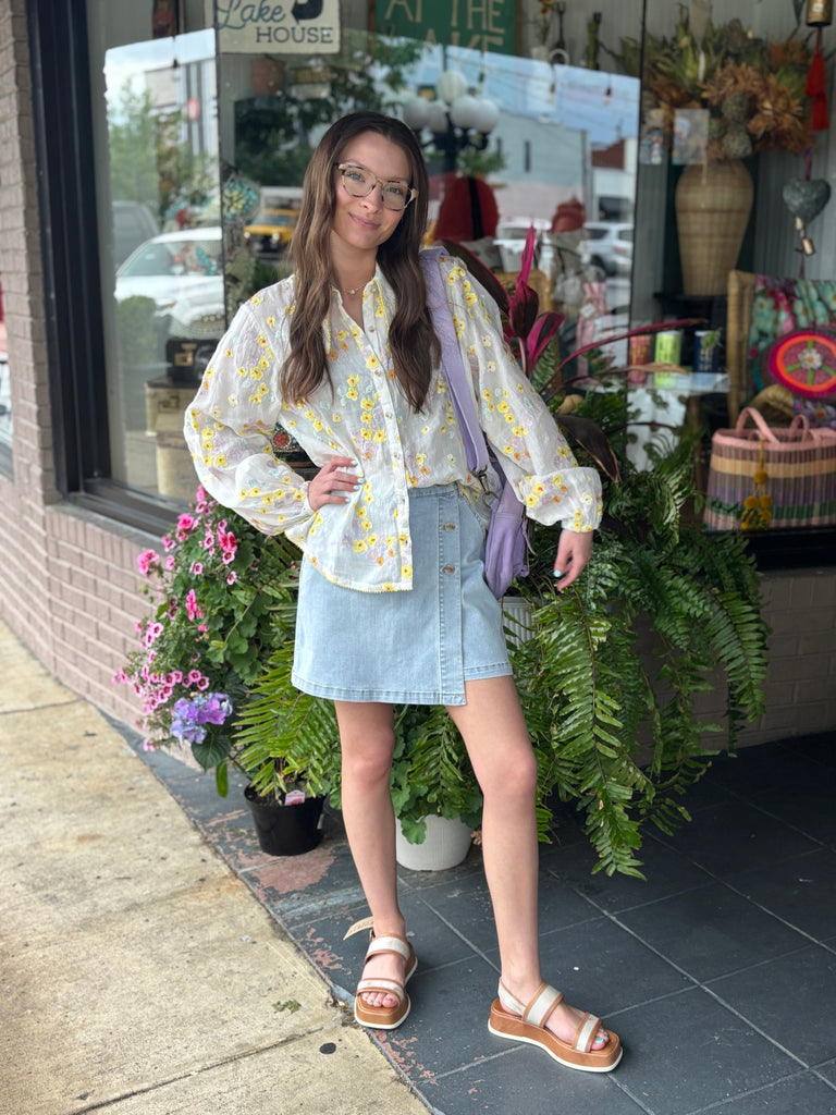 Emb Floral Shirt - Urban Mills Boutique