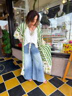 Green Multi Crochet Cardigan