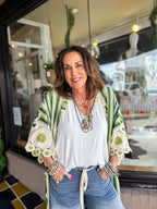 Green Multi Crochet Cardigan