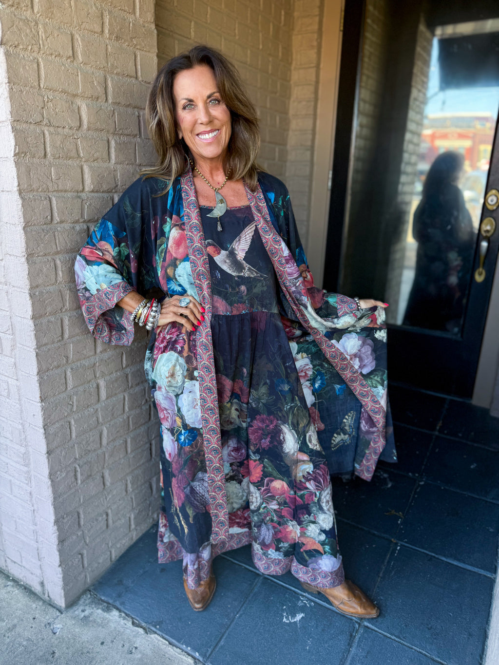 Flight Of Fancy Long Maxi - Hummingbirds - Urban Mills Boutique