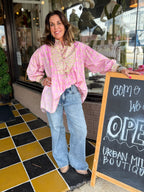 Pink Collar & Cuff Blouse - Urban Mills Boutique