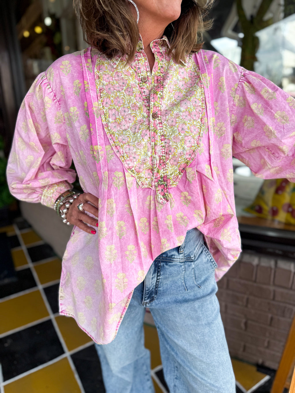 Pink Collar & Cuff Blouse - Urban Mills Boutique