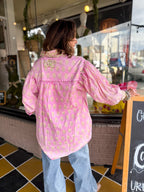 Pink Collar & Cuff Blouse - Urban Mills Boutique