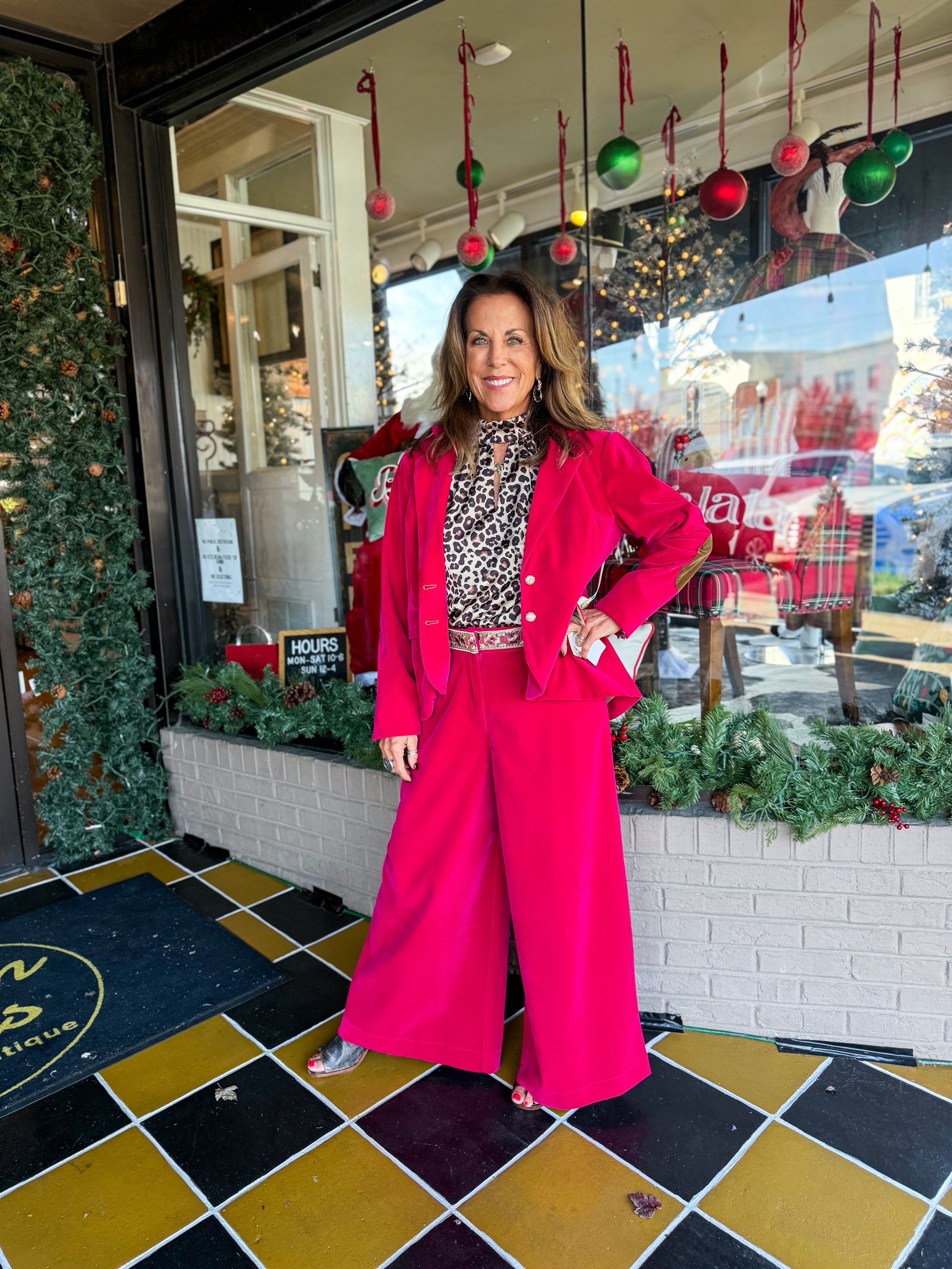 Fuchsia Velvet Blazer