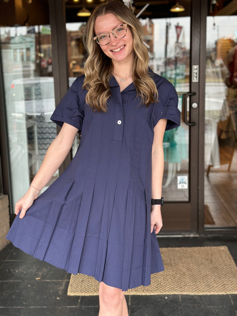 Pleated Shirt Dress - Urban Mills Boutique 