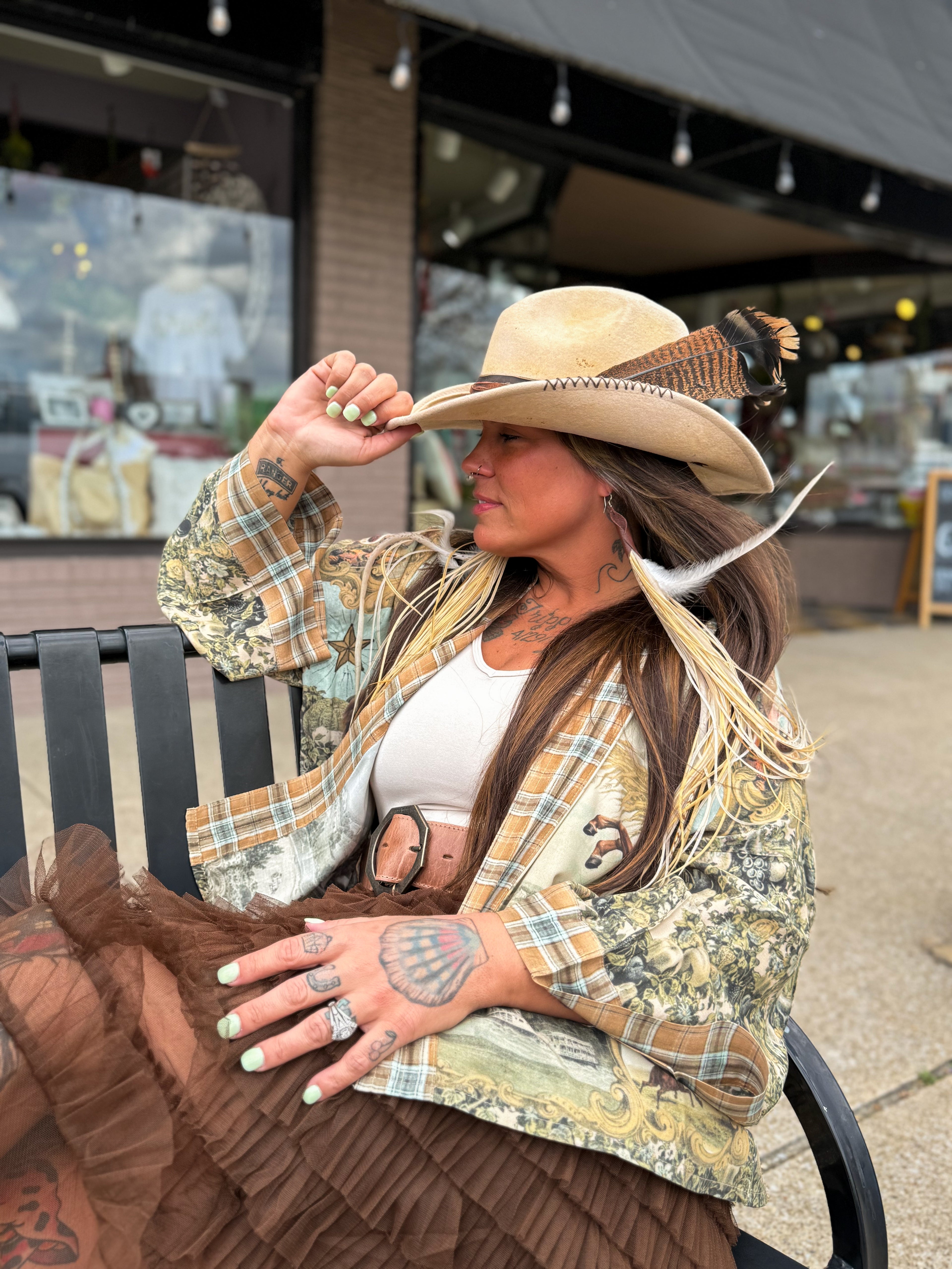 Crop Born To Run Horse Kimono