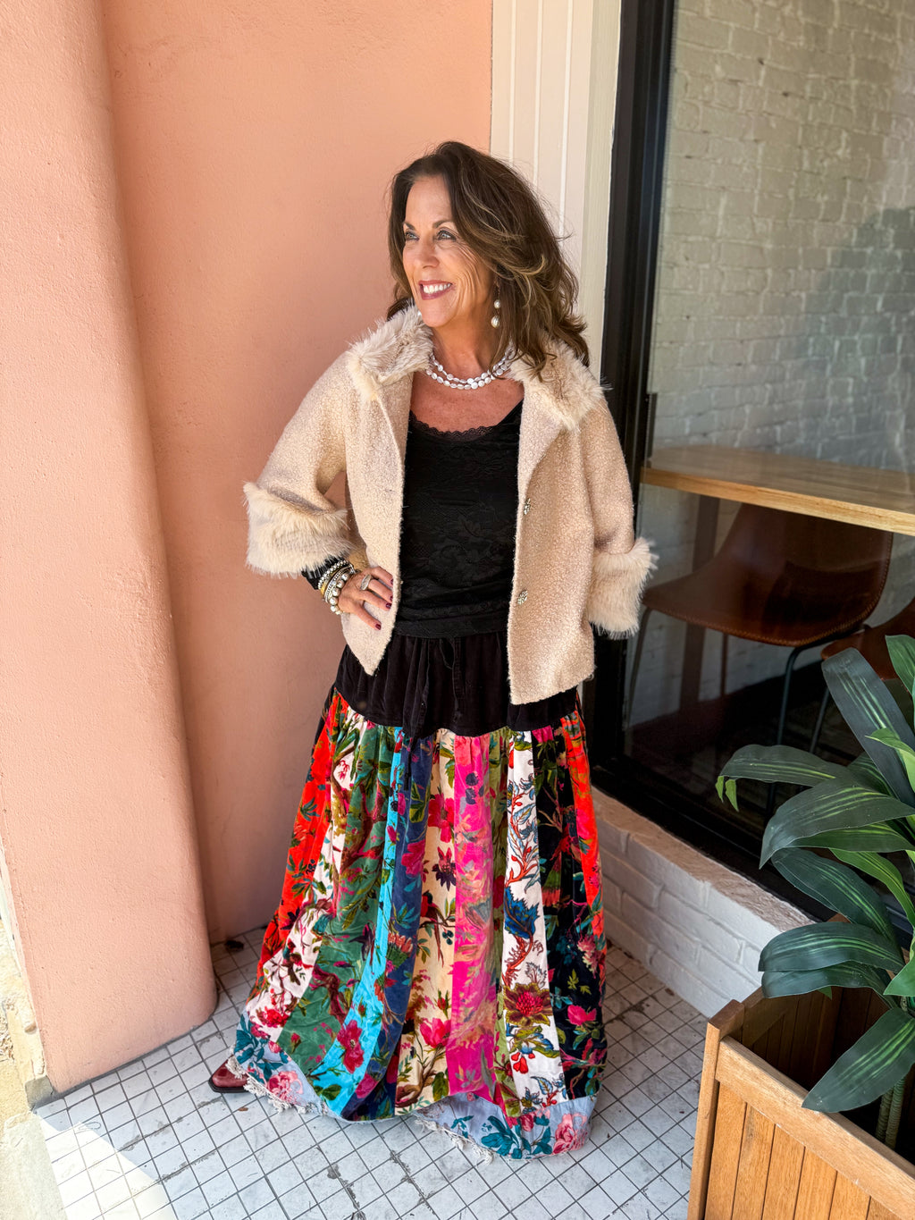 Boucle Fur Trim Jacket