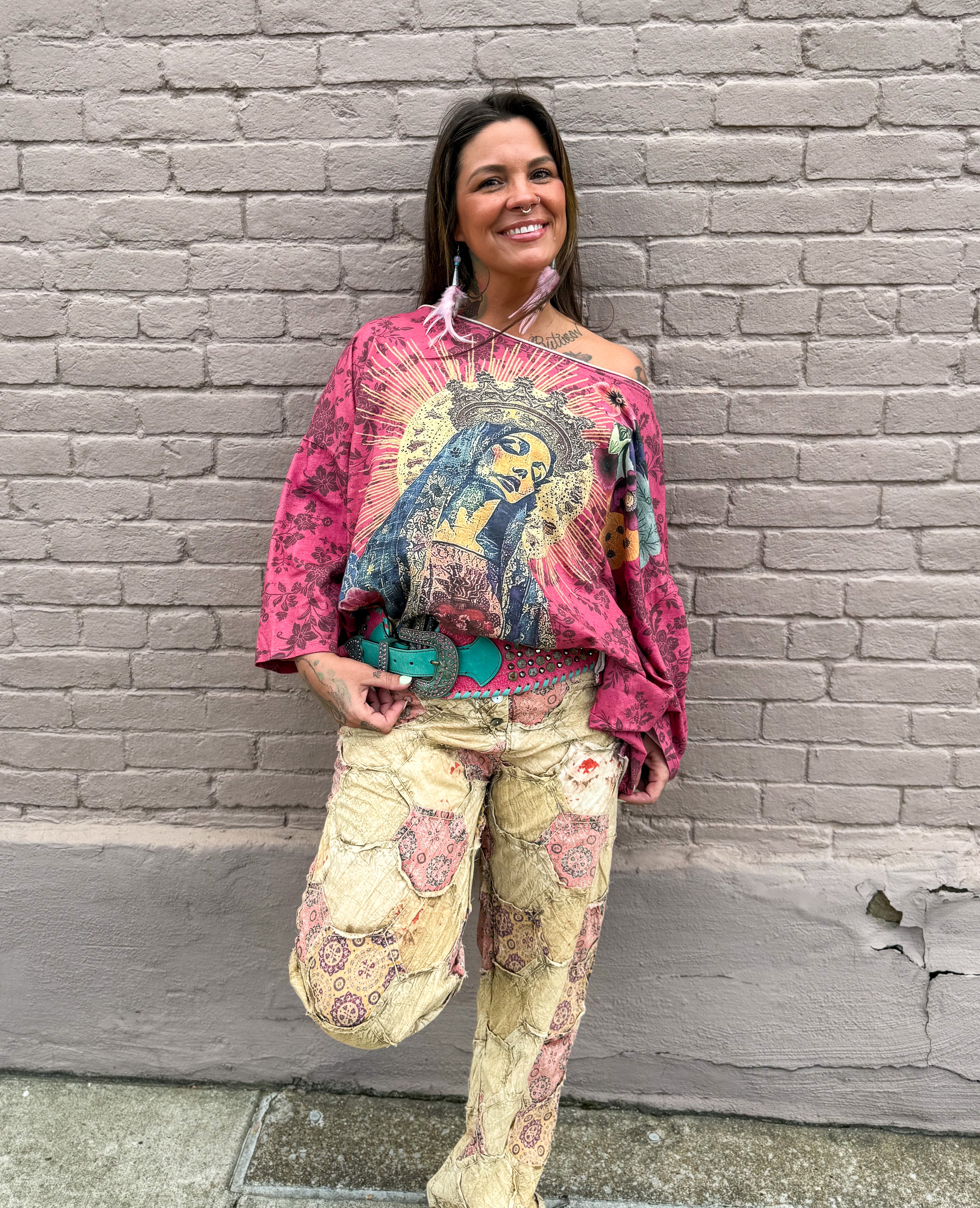 Patchwork Pants CREAM - Urban Mills Boutique