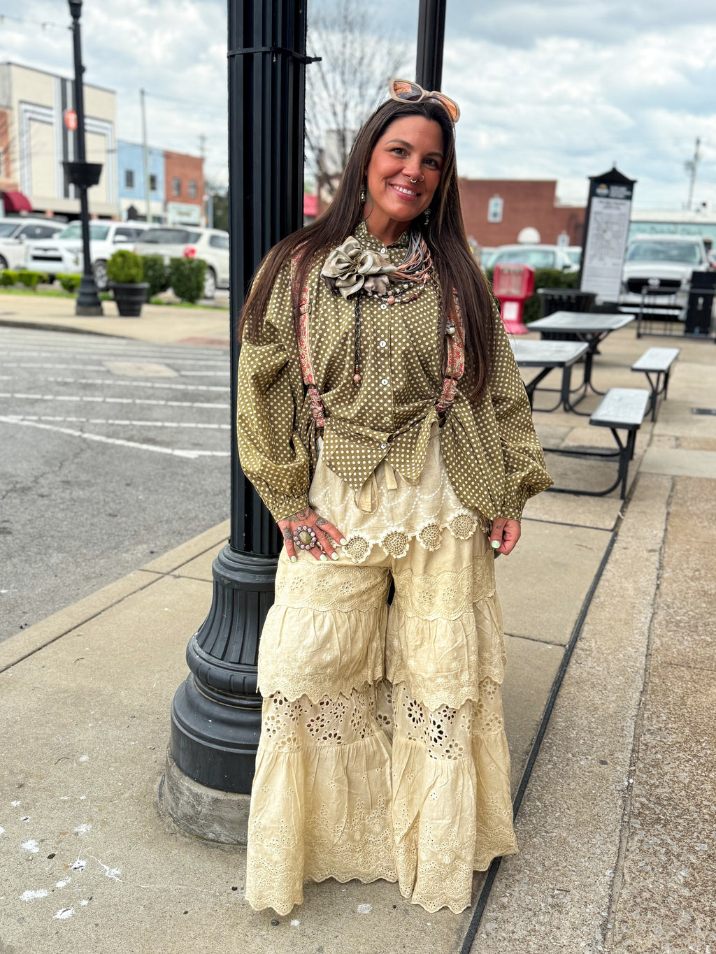 Olive Dot Top - Urban Mills Boutique