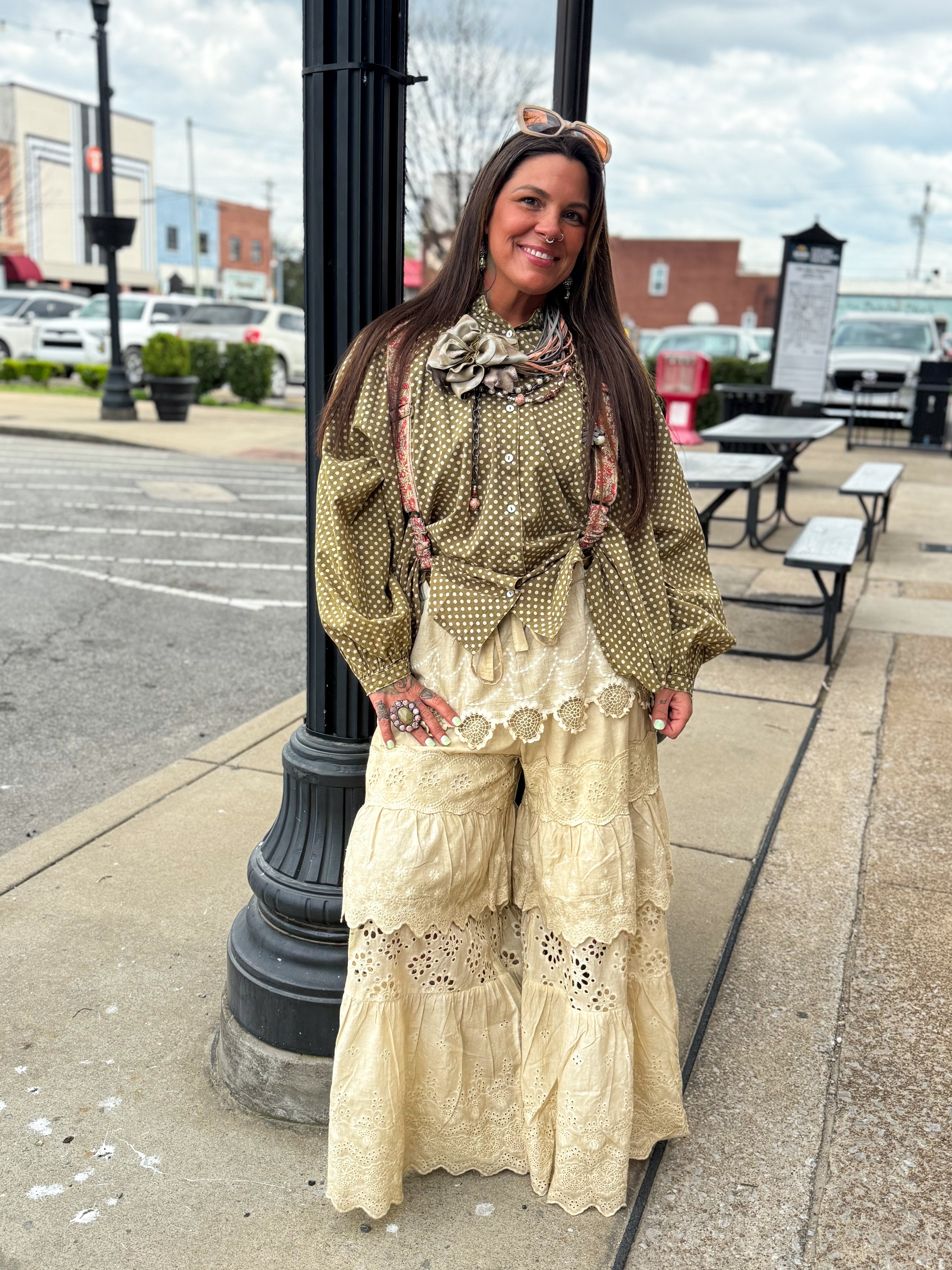 Olive Dot Top - Urban Mills Boutique