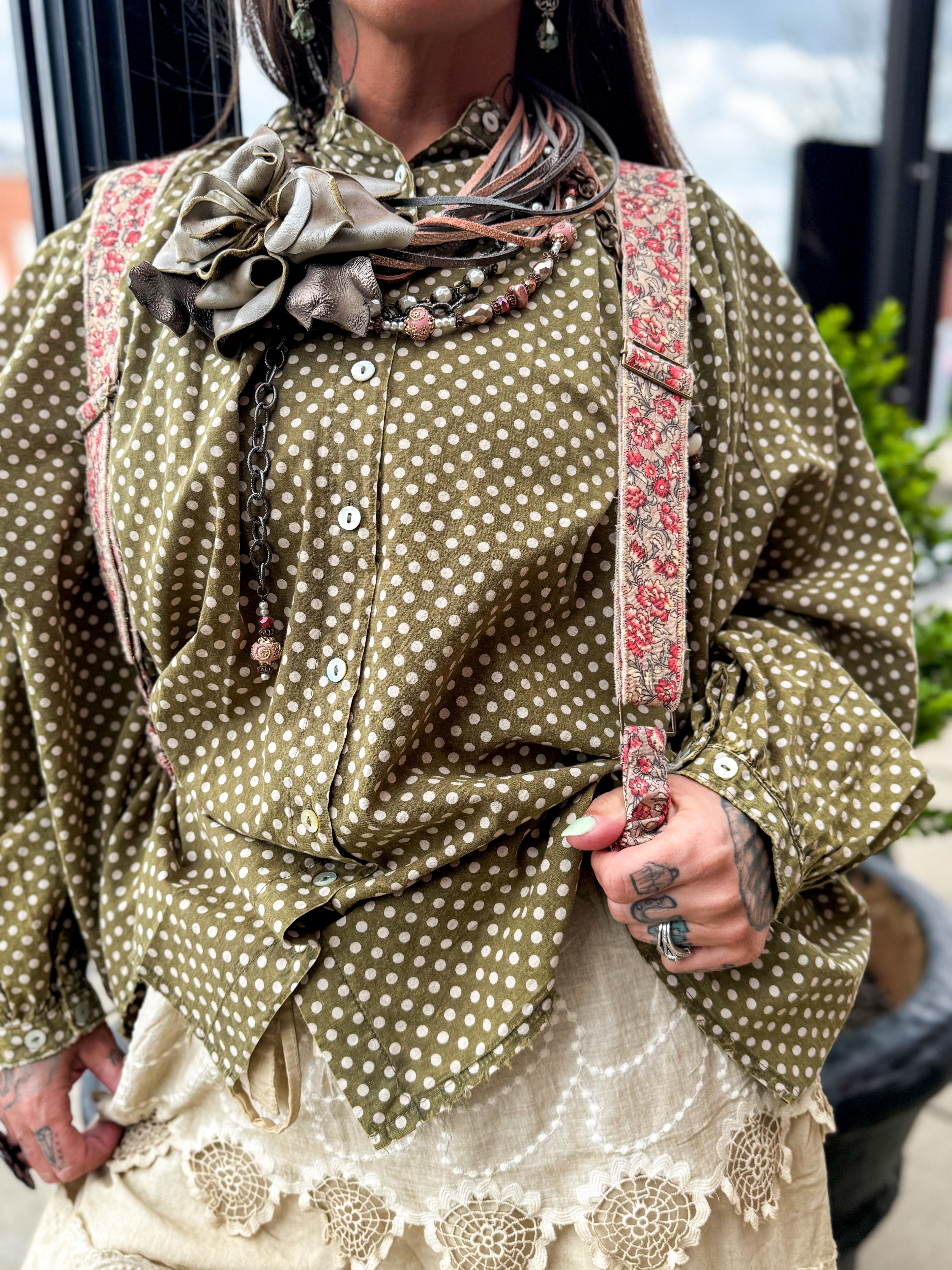 Olive Dot Top - Urban Mills Boutique