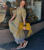 Banded Block Print Dress - Urban Mills Boutique