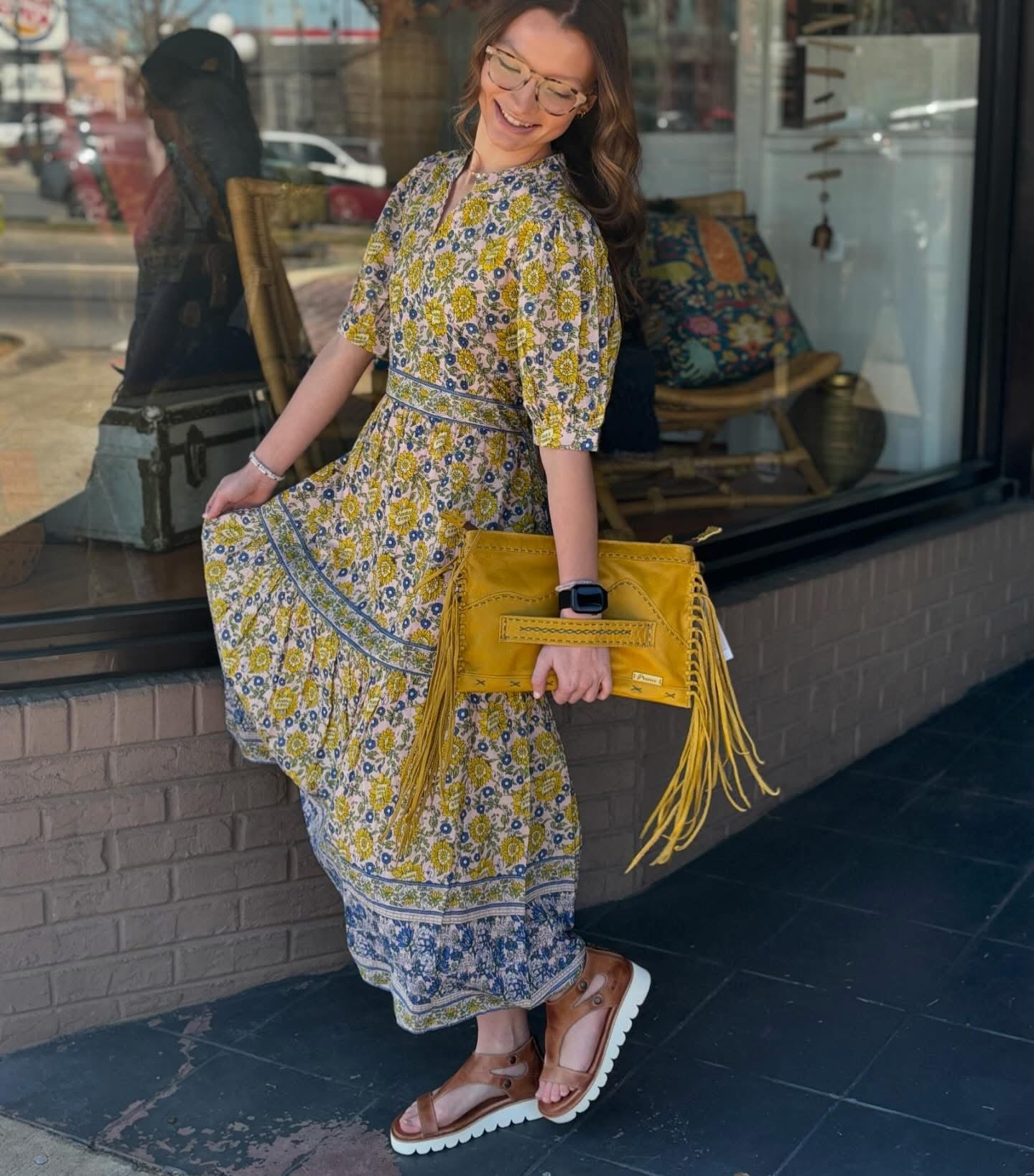 Banded Block Print Dress - Urban Mills Boutique